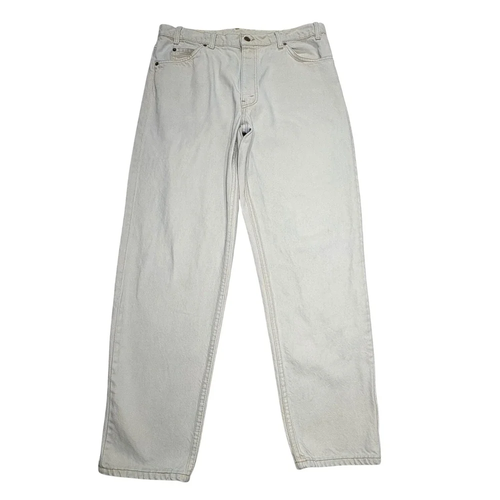 Levi's 550 Relaxed Fit Tapered Leg Mens 35x30 Beige Orange Tab Made in‎ USA 80s